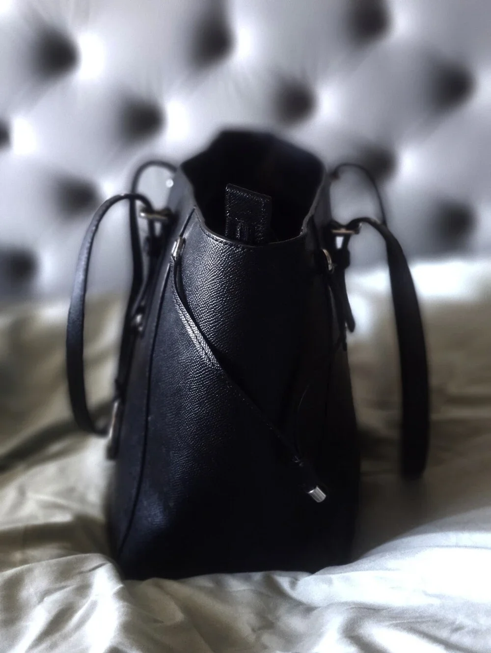 Michael Kors Black Saffiano Tote with MK Charm